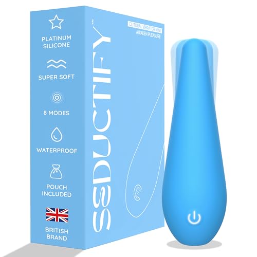 SEDUCTIFY Teardrop - Mini Bullet Vibrator Clitoral Stimulator for Women with 8 Vibrating Modes [Travel Friendly, Platinum Silicone, Lightweight] - Adult Female Sex Toy - Waterproof, Quiet, Discreet