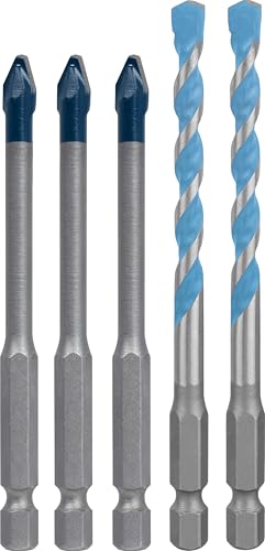 Bosch 5X Expert HEX-9 Hard Ceramic and Multi Construction Drill Bit Set (for Hard Ceramic Tiles, Soft Ceramic Tiles, Ø 6 mm, Professional Accessory Impact Drill/Driver, Drill Drivers)