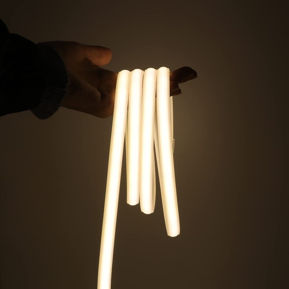 220V COB LED Tira de Luces [15M, Blanco Natural 4000-4500K]，288 LEDs/m Cortable Silicona FCOB LED Neón Tira CRI85+，IP68 Impermeable Flexible，Hogar/Tienda de Iluminación Decorativa