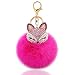 Binwwe Fox Plüsch Ball Keychain Pompom Schlüsselanhänger, Schlüsselanhänger Plüsch, Schlüsselbund Für Auto Schlüsselring, Handtasche, Anhänger Beutel Kette (Rosa)