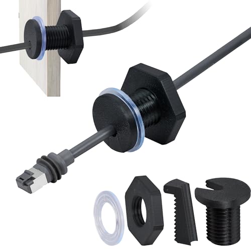 Dikiwodark 2Pcs RV Cable Passthrough for Starlink mini, RV Cable Grommet Compatible with Starlink, Ethernet, Coax, Water-Resistant and Anti-Drop RV Cable Routing(Black)