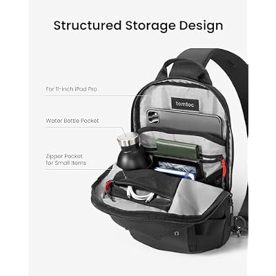 tomtoc 5L Compact Sling Backpack for Men Women, Lightweight Crossbody Shoulder Bag for 2026 11-inch iPad Air M4/M3, iPad Pro M5/M4, iPad A16, Nintendo Switch 2/Rog Xbox Ally X, EDC Daypack - XS Size