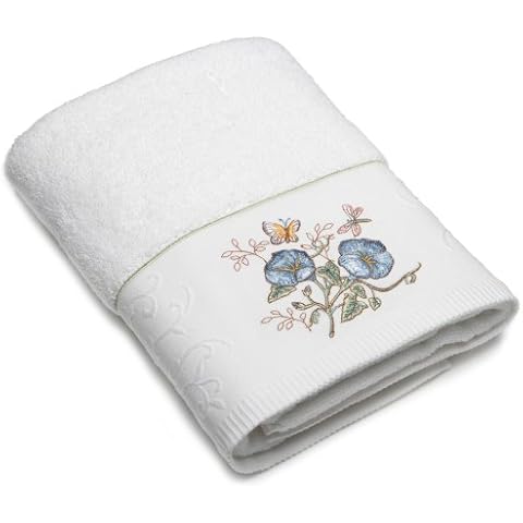 LENOX Butterfly Meadow Blue Flower Bath Towel Cover