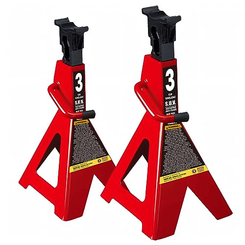 Image of Big RED AT43006UR Steel Jack Stands: 3 Ton (6,000 LBs) Capacity, 2 Pack, RED
