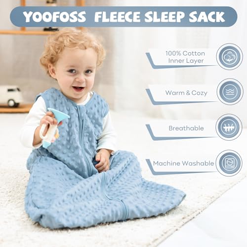 Yoofoss Pacote de 2 Saco de Dormir para Bebé de Inverno 1,5 TOG Manta Envolvente de Algodão para Dormir Quente para Meninas e Meninos Neutro 6-12 Meses, Azul+verde