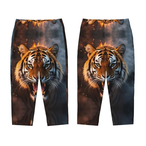 Pajama Pants Pajama Bottoms with Elastic Waistband Sleepwear Lounge PantsAnimal Fire Tiger3