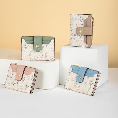 Wallet for Women, Flower Cute Wallet Card Holder, Slim Bifold Leather Pocket Credit Card Wallet with Zipper Coin Pocket (Black)2