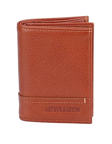 Arthur&Aston Portefeuille Homme Cuir Marron Léger 6 Poches Classique