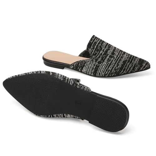 Image of Tilocow Knit Mules Office Slip on Loafers Business Casual Flats for Women