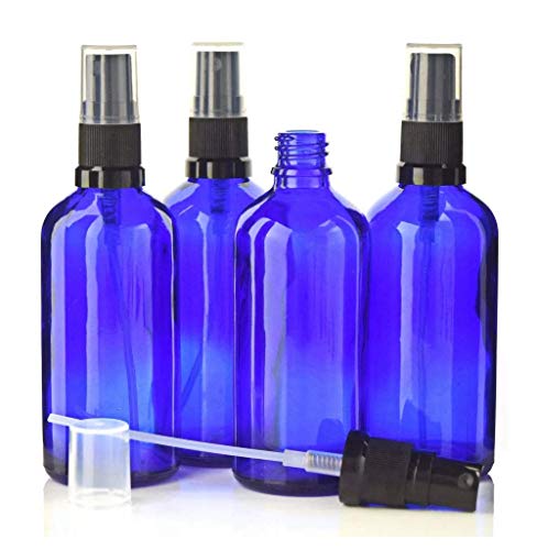 Avalon Cosmetic Packaging - Botellas vacías de vidrio con atomizador GL18 negro (fabricado en la UE)  Paquete de 4