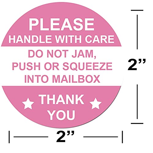 2 Inch Round Pink "Do Not Jam Push Or Squeeze Into Mailbox" Stickers-Handle With Care Shipping Labels 500Pcs Do Not Crush Bend Or Fold Stickers Fragile Warning Shipping Stickers For Mailbox Cartons #TOP6