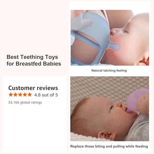 Image of Smily Mia Baby Teething Toys for 0-6Months, Teethers for Babies 3-6Months | Penguin Teether | Hand Teether |Teething Mittens for Teething Relief, Baby Pacifier |Teething Pacifiers for Baby, Light Blue
