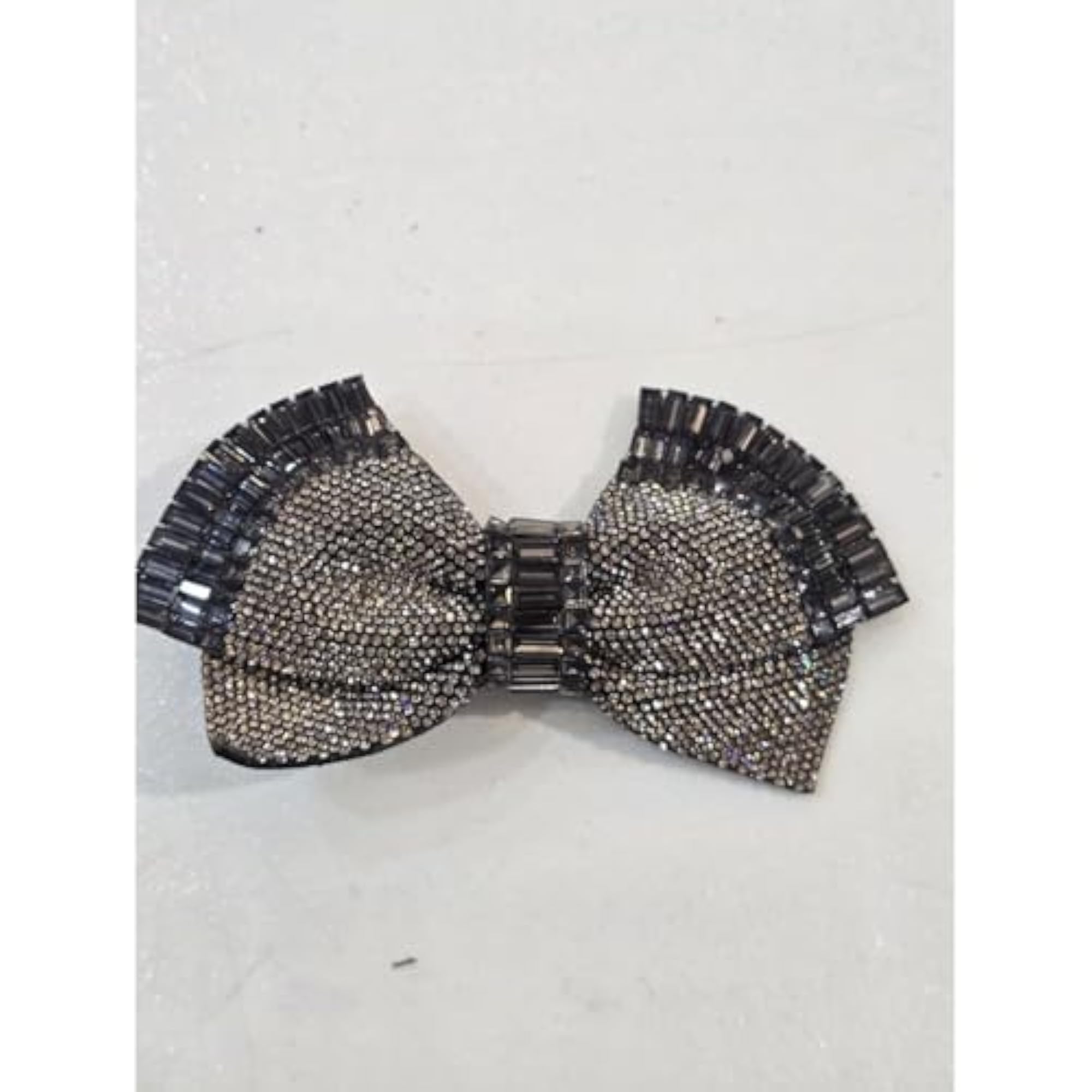 Elegant Black Silver Gray Bow Hair Clip