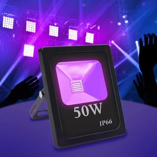 LED Flood Light, Exulight 50W High Power Blacklight 85V-265V AC IP66 for Parties,Curing, Glue, Halloween, Fishing, Aquarium with US Plug (50)