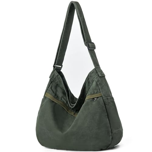 Image of Canvas Hobo Crossbody Shoulder Tote Bag for Women and Men Large Purse Messenger Bag Travel Work Shopping