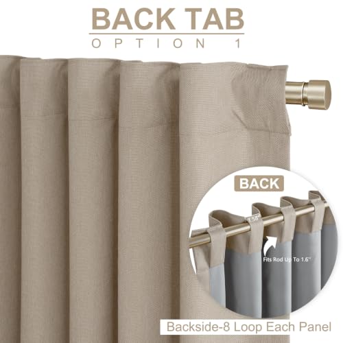 Image of Linen Total Blackout Curtains for Bedroom 90 Inch Long Burlywood Birch
