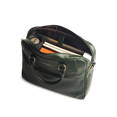Image of Gauge Machine Messenger Bag for Men & Women - Vegan Leather Office Laptop Bag | Fits up to 16 Inch Laptop | Water-Resistant, 30L Capacity, Padded Compartment