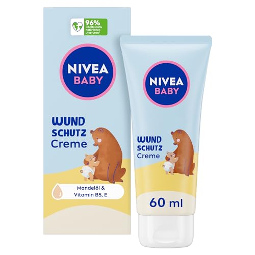 NIVEA Crema protectora para bebés para bebés, alivia el enrojecimiento de la zona del pañal, crema hidratante hipoalergénica para bebés con aceite de almendras natural, pantenol, óxido de zinc +