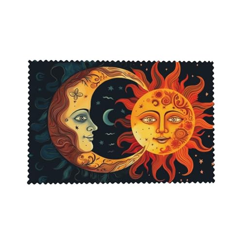 Mount Hour Sun Moon Stars Placemats Set of 4 Heat-Resistant, Boho Decor Washable Table Non-Slip Place Mat for Dining Table 12 x 18 Inches
