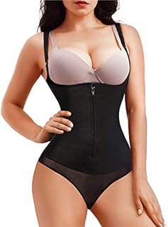 Gotoly Women Latex Waist Trainer Bodysuit Slim Zipper and Hook Shapewear Open Bust