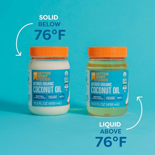 BetterBody Foods Organic Naturally Refined Coconut Oil With Neutral Flavor And Aroma, 458 ml