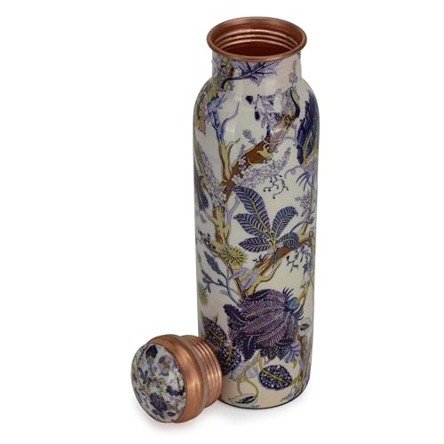 FURNISHFUL FINESSE Copper Water Bottle 34 oz Ayurvedic Pure Copper Vessel For...