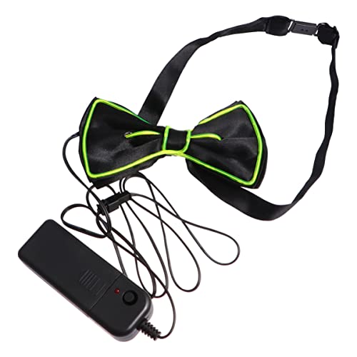 BESPORTBLE Fluorescent Green LED Glowing Bow Tie for Parties Flashing Luminous Tie for Dress Up Fancy Dress Accessory for Memorable Moments Battery Not Included