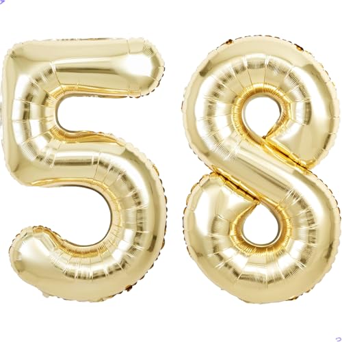 Image of Champagne Gold Number 58 85 Balloon for First Birthday Decorations, 40 inch Huge Light Gold 58th 85th Birthday Balloons Foil 58 Balloon Birthday Party Decor, Anniversary, Party Favors, Supplies