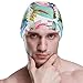 susiyo Cute Cartoon Hippo Animals Mens Swim Caps Polyester Swimming Hat for Adult and Youth