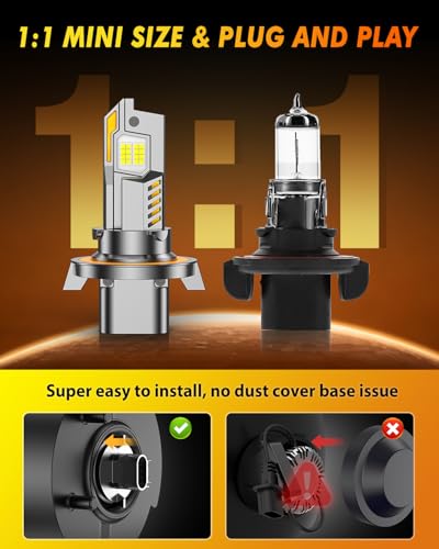 Image of Termitor H13 /9008 Light Bulb, 50,000LM, 6500K Pure White, Pack of 2 | 1:1 Halogen Size, IP68 Waterproof, 3-Min Quick Install, 9008 /H13 Light For UTV ATV Offroad Vehicles