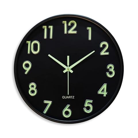 Amazon Solimo 12-Inch Analog Wall Clock Luminous Night Glow Radium Dial Silent