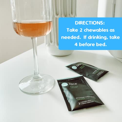 Zaca Recovery Chewable Supplement | Hydration + Recovery | Party, Travel, Exercise & Altitude | Sugar Free & Gluten Free | Mixed Berry, 6 Packs = 12 Tablets #TOP5