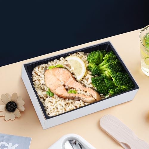 Wandefu To Go food containers disposable food containers with lids,20 Pcs 9×7×2.56 inch take out containers with lids Transparent cover plastic rectangle to go boxes disposable meal prep containers