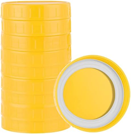 Actaday 10 Pcs Black Plastic Mason Jar Lids Canning Jar Lids Leak-proof Storage Cap Compatible with Silicone Mason Jars, Canning Lids 70mm (Regular Mouth) - with Silicone Ring