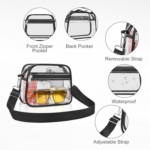 Image of USPECLARE Clear Bag for Stadium Events Clear Sports Fan Handbags Purses | Unisex 0.4 mm Thickened Waterproof PVC,Approved for Concerts,Game Days,Outdoor Events