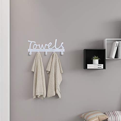 Towel Racks Wall Mount 5 Hooks,Bathroom Hooks Towel Holder Matte Nickel Towel Racks,Rustproof and Waterproof for Bath Towel Organizer,Bedroom,Kitchen,Living Room Towels, Clothing,Keys,Easy Install