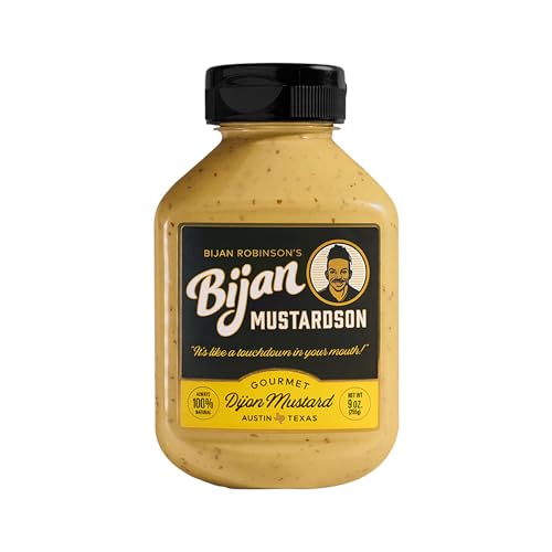 Bijan Mustardson Gourmet Dijon Mustard, Bold &amp; Smooth 9 oz – Premium Spicy Condiment for Sandwiches, Pretzels, Burgers