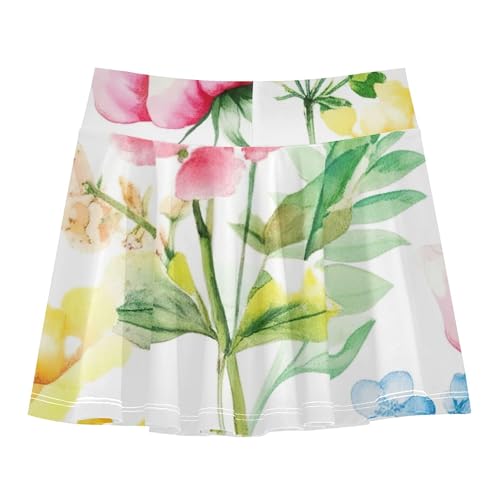 Athletic Shorts for Girls Skorts Kids Tennis Skirts Custom Flowy Skort Wildflowers 3t2