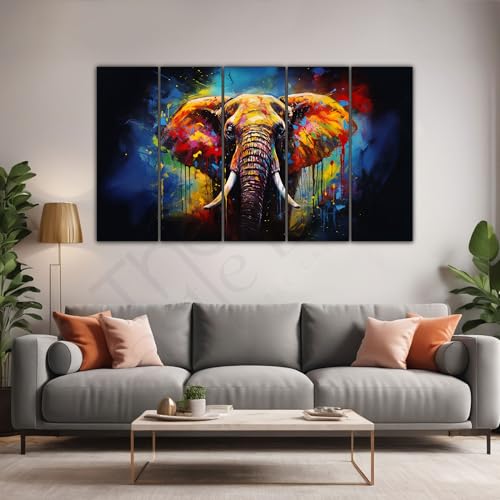 Image of The Castle Decor Elephant painting with frame Big Size 36x60 Wall art for living room,Bedroom,Drawing room,Hotels-Wooden Framed-747