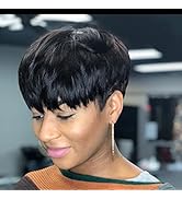 Usexy Pixie Cut Wig Short Human Hair Wigs for Black Women Non Lace Front Wig Pixie Cut Wig Human ...