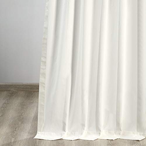 Image of HPD Half Price Drapes Solid Tie Top Cotton Curtains 108 Inches Long (1 Panel) Luxury Light Filtering Curtains for Living Room, Modern Semi Sheer Curtain for Bedroom, 50W X 108L, Fresh Popcorn