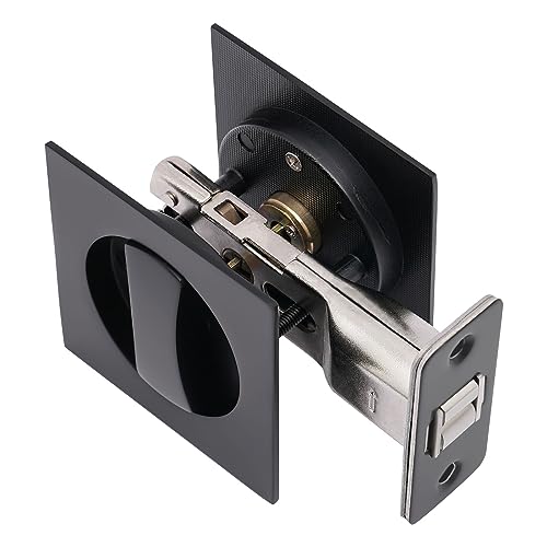 Cerradura para Puerta Corredera Cuadrada, Negro, Herraje de Privacidad Contemporáneo para Puerta de Bolsillo, Cerradura Empotrada de Aleación de Zinc con Llaves miniatura 6
