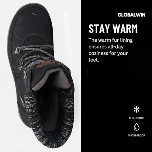 GLOBALWIN Women's Snow Boots Comfortable Black Boots For Women Waterproof Mid-Calf Winter Boots For Women With Fleece Lining And Non Slip Outdoor Sole Size 10M - image 4