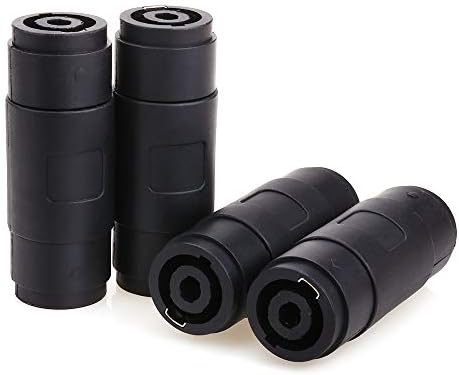 NANYI NL4FC speakon Cable NL4MMX Connector Adapter, 4Pin Speaker/Amp Speakon Female to Female Plug Jack Straight Coupler Cable Connector - 4Pack