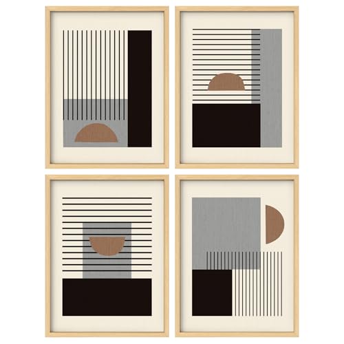 Framed Wall Art Collage Print Gallery Set, Color Blocks, Lines,