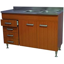 Mueble Fregadero 120 Mueble bajo lavabo teca, 2 puertas para fregadero de porcelana, 120 cm (no incluido).