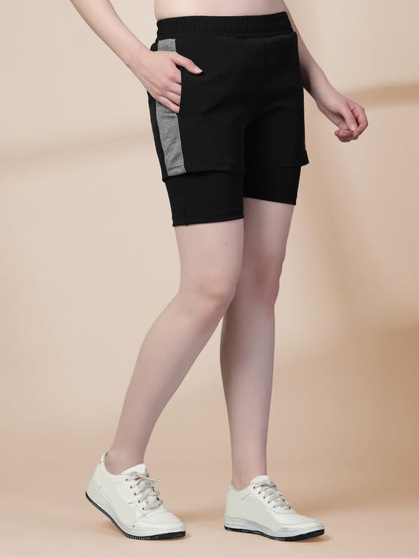 Image of CHKOKKO Gym Shorts for Women Workout Sports Running Quick Dry Fit Double Layer Inner Compression with Pockets Breathable Lightweight Wear