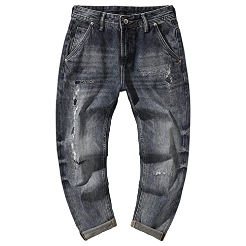 Jean droit délavé pour homme style vintage décontracté