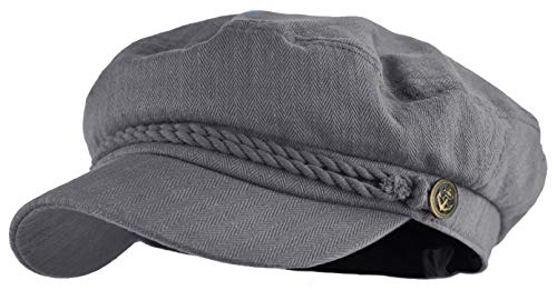 Classic Newsboy Cap Greek Fisherman Sailor Cap Fiddler Cotton Hat (Gray) Classic Newsboy Cap Greek Fisherman Sailor Cap Fiddler Cotton Hat (Gray)
