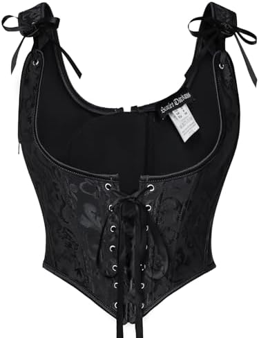 SCARLET DARKNESS Korsett Damen Unterbrust Renaissance Lace-up Corset Top | Vintage Jacquard, Boned, Verstellbare Vorder- und Rückseite, Seitenreißverschluss, Mittelalter, Halloween